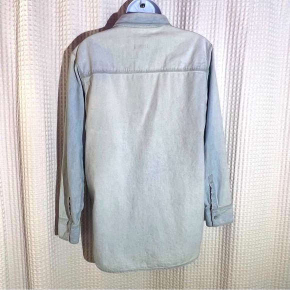 Madewell women fade blue cotton distress top long sleeve button front Sz Small - Picture 8 of 15
